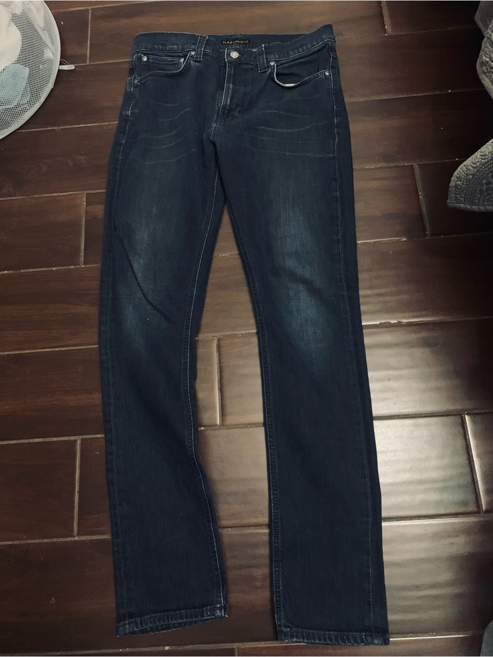 Nudie Jeans Men's Indigo Straight-Leg Jeans 32/33 “Lean Dean” in “Navy Daze” Blu